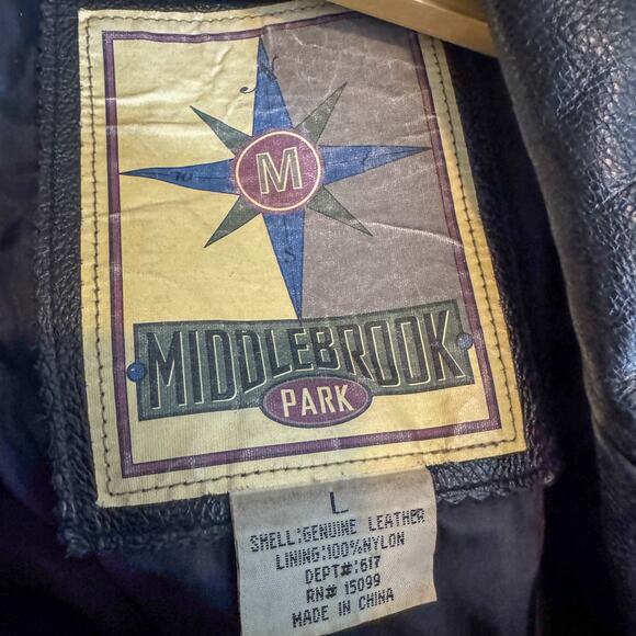 Middlebrook Park Black Leather Coat | Belted Matrix-Style Trench Jacket (Size L) - Picture 2 of 10